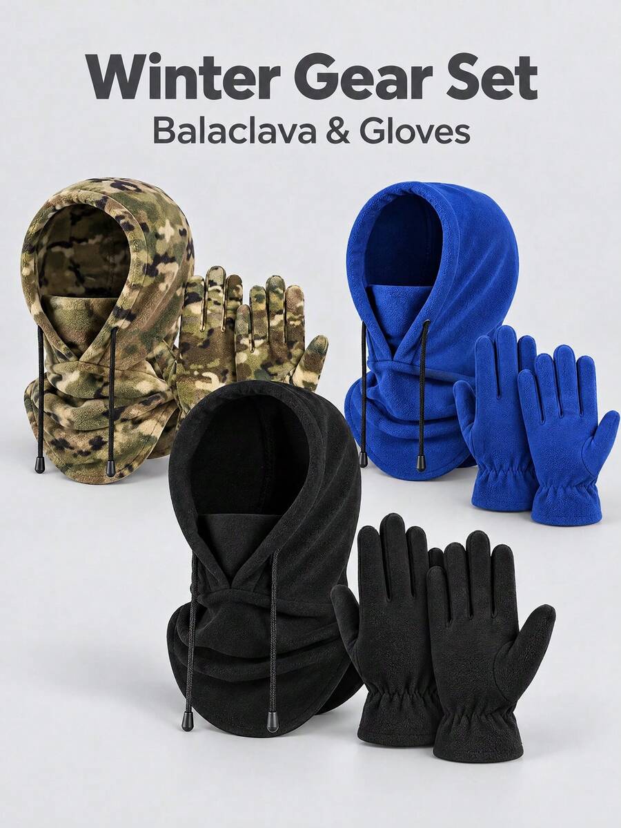 Winter Hunting Windproof Mask, Warm Hunting Camouflage, Balaclava Hat, Fleece Gloves Combination Suitable For Winter Hunting And Other Outdoor Sports - Multicolor - View 1