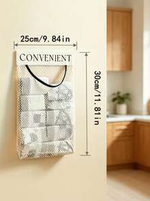 Mesh Storage Bag And Adhesive Hooks) Kitchen Hanging Mesh Storage Bag, Multi Functional Storage Bag,Reusable Over-The-Door Mesh Bag, Breathable And Easy-To-Access Design, Suitable For Storing Kitchen Utensils, Groceries, And Plastic Bags - Multicolor - View 7