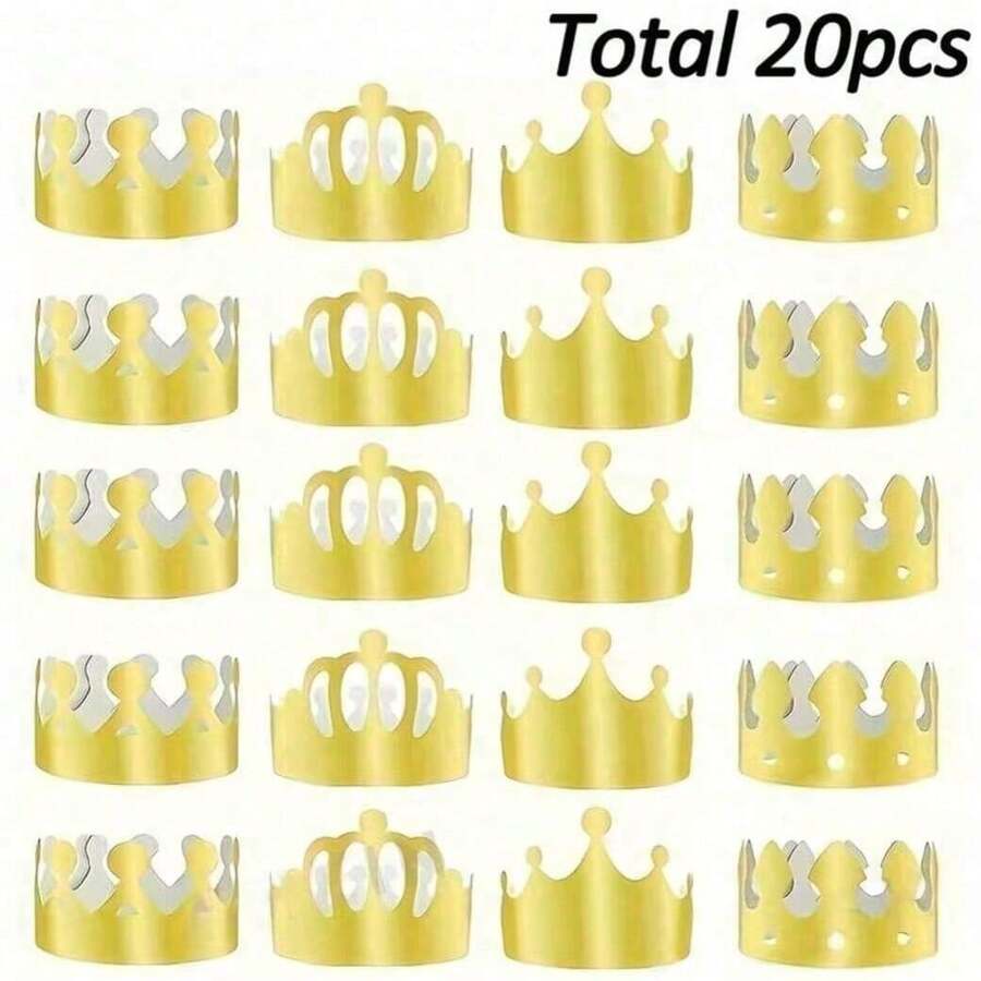 1/2/5/10/20pcs Gold Paper Crowns For Parties, Gold King Crowns Gold Hats For Birthday Celebrations Photo Props, Exquisite Headband Birthday Hats, Suitable For Birthday Parties, Holiday Parties And Many Other Occasions,One Size = 1pc - Multicolor - View 1