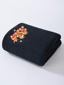Set Handuk Applique Motif Natal 1/4 buah, Motif Manusia Kue Jahe, Handuk Bulu Karang Lembut dan Menyerap, Dekorasi Kamar Mandi Liburan, Hadiah Natal - Hitam - View 8