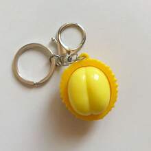 1pc Durian Keychain, Soft Rubber Stress Relief Toy Key Chain, Women's Bag Accessory, Cute Ornament, Graduation Gift, Unisex Adult Finger Key Chain, Press-Type Key Chain, Soothing Emotion Key Chain, Focus Relaxation Pull-Type Key Chain, Finger Pressure Key Chain, Relaxation Key Chain, - Multicolor - View 8