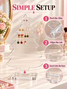 Christmas Tree Shaped Acrylic Earring Holder - Can Store Various Types Of Earrings (Studs, Dangles And Hoops), Large Display Stand, Suitable For Placing On Vanity, Ideal Gift For Women. Jewelry Storage Box/Organizer, Jewelry Display Tower. - Multicolor - View 5
