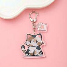 1/9pcs Cartoon Pet Cat Lover Acrylic Car Keychain Cute Backpack Pendant Fun Bag Charm Decoration Holiday Gift - White - View 7