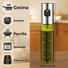 Rociador de Aceite de Oliva de Vidrio de 100ml con Diseño Bloqueante de Luz - Pulverizador Libre de BPA para Freidora de Aire, Ensalada, Barbacoa y Asado - Mango Ergonómico y Control Preciso del Rociado, Esencial para BBQ, Utensilios de Cocina Modernos, P - Ver 3