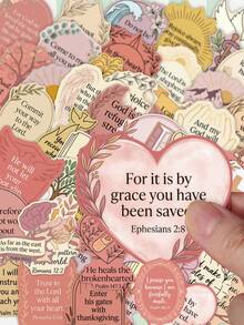 50Pcs Bible Verse Stickers, Inspirational Christian Scripture Decals, Faith Quote Stickers For Journal & Scrapbook - one-size - View 1