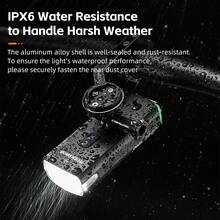 ROCKBROS 1PC 3000 Lumen Bike Bicycle Front Light Rainproof USB-C Rechargeable Cycling Headlight 10000mAh Waterproof - Black - View 6
