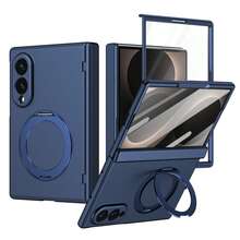 VIETAO 可攜式 360° 旋轉隱形手機支架無線充電保護手機殼，相容於 Galaxy Z Fold 8 Ultra 7 6 5 4，鋼化玻璃螢幕保護貼翻蓋手機殼，相容於 Duo - 藍色 - 查看 16