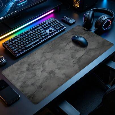 Gri Mermer Desenli Dokulu Genişletilmiş XL Mouse Pad Masa Matı, Çok Renkli Kaymaz Dikişli Kenarlı Bilgisayar Matı, 35.4x15.7 İnç Kauçuk Tabanlı Laptop Klavye Pedi, Ev Ofis ve Oyuncular İçin Dayanıklı ve Sıvı Geçirmez Masa Aksesuarı