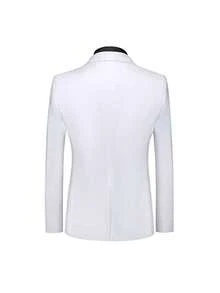Men's 2-Piece Suit Set, Formal Suit Jacket + Trousers, Solid Color With Pockets, Suitable For Wedding, Party, Business, Deep Purple, XS-XXXL - White - View 6