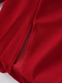 Smilprince Red Asymmetrical Neck Chiffon Cape Sleeves Sequin Waist High Split Mermaid Evening Party Dress - Red - View 9