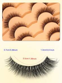 ENCHUW 7 Pairs False Eyelashes Fluffy Natural Look Lashes With Clear Band Lashes Fake Eyelashes Three-Dimensional Strip Lashes For Daily Wear - Black - View 4