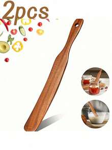 1/2/3pcs Premium Teak Stirring Sticks - Narrow Design, Suitable For Sourdough Fermentation, Stirring And Retrieving Ingredients From The Bottom Of Jars, Durable, Kitchen Utensil, Suitable For Non-Stick Cookware - No Battery Required - Multicolor - View 9