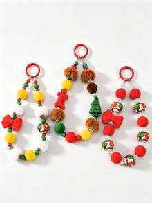 1pc Beaded Bowknot Keychain Accessory Christmas Tree Phone Chain Pendant Bag Chain Charm - Multicolor - View 3