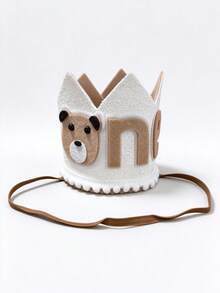 1pc Jungle Lion Theme 1st Birthday Crown Hat - Cute Bear Pattern Felt Animal Hat, Suitable For 1st Birthday Party And Party Decoration - Multicolor - View 9