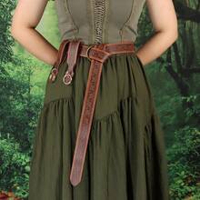 3pcs Vintage Renaissance Belt Set Medieval Embossed Pu Leather Belt Skirt Clips For Halloween Viking Style Costume Accessories - A - View 2