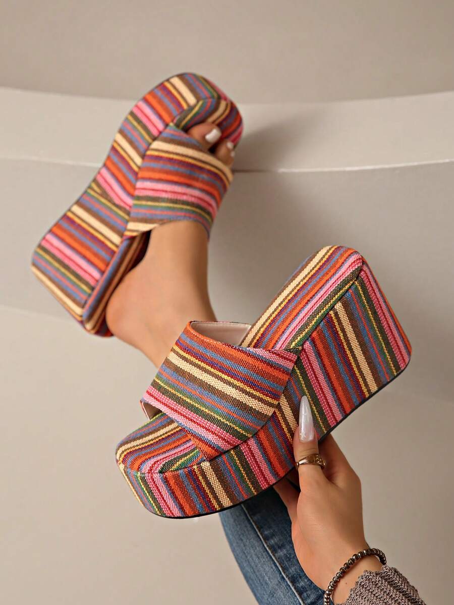 2026 New Women's Suede Thick Sole Wedge Slip-On Sandals, Open Toe High Platform Summer Casual Walking Beach Shoes
