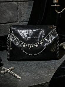1 PC Gothic Multi-Layer Star Metal Bag Chain, Large Size Silver Punk Waist Chain Decor, Detachable Bag Charm Accessory - Silver - View 1