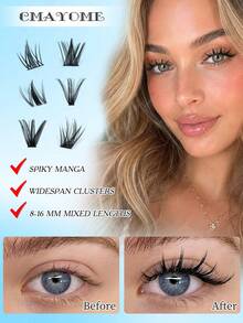 Mixed Style Eyelash Book, 8-16mm Mixed Length, Large Capacity Three-Fold Design Suitable For Home DIY Use, Maple Leaf Style, Cartoon Style, Fish Tail Style, Smooth, Natural, Lightweight, Soft, Realistic Mixed Eyelash Book Suitable For Beginners. Transparent Stem Soft And Reusable, Set Includes Glue, Brush And Tweezers, Convenient For Daily, Dating, School Use. - White - View 6