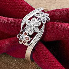 925 Sterling Silver Plated Flower Colorful AAA Zirconia Ring For Woman Fashion Wedding Engagement Party Charm Jewelry - Silver - View 4