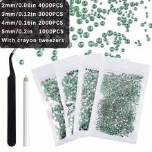 淺藍色/淺綠色/檸檬黃混色樹脂水鑽 2-5mm，適用於牛仔夾克、收納袋、高跟鞋與髮夾裝飾，DIY手機殼、鑰匙圈與娃娃裝飾 - 淺綠色 - 查看 9