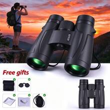 1pc Ultra Clear 10X42 High Definition Black Binoculars, 42mm Large Objective Lens, 20mm Large Eyepiece, FMC Multi-Layer Broadband Green Coating, With Storage Bag And Cleaning Cloth Rope, Suitable For Hunting, Bird Watching, Bee Catching, Travel, Watching Sports Events, Hiking, Exploration, Concerts And Music Festivals - Multicolor - View 1