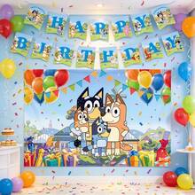 BUTTBILL Cartoon Birthday Banner & Backdrop Set, Paw Print Banner, Kids Birthday Party Decoration Props - Multicolor - View 1
