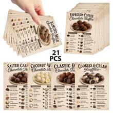 21pcs Vintage Chocolate Truffles Recipe Cards - Classic Chocolate Truffles Dessert Recipe Guide Cards With Full Ingredients & Directions, Gift For Chocolate Truffles Lovers - A - View 1