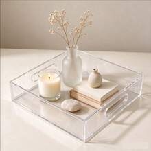 1 Piece Clear Acrylic Serving Tray With Handles, Transparent Decorative Storage Tray, Organizer For Coffee Table Bedroom Bathroom Vanity, Home Decor Display Tray - Multicolor - View 5