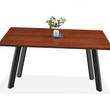 Mesa de Comedor Extensible de Madera Ingenieril, Mesa Ampliable Moderna de 47 hasta 63 Pulgadas para 6 Personas, Mesa de Cocina con Hoja Extensible y Cierres Metálicos, Soporta hasta 125 Libras, Color Marrón Café - Marrón - Ver 1