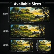 1pc Hobbit House Fantasy Landscape Desk Mat, Green Meadow Hobbit Hole Print Large Gaming Mouse Pad, Non Slip Desktop Protector For Office Game Room - View 7
