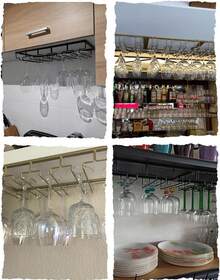 2-Piece Black Metal 4-Tier Wine Glass Rack, A Hanging Wine Glass Rack For Under-Cabinet Installation, Suitable For Storing Stemmed Glasses In The Kitchen, At The Bar Or On Worktops - Black - View 6
