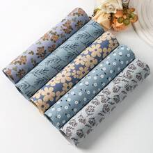 5 lembar kain motif bunga biru ukuran 23,5*30cm, set kain patchwork buatan tangan DIY, paket kain jahit. - MB23530-BL-1 - View 7