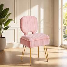 Folding Velvet Vanity Chair With Storage For Makeup Room - Pink - View 1