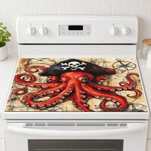 1pc Pirate Octopus Illustration Diatom Mud Absorbent Drying Mat, Kitchen Countertop Draining Mat, Coffee Machine Mat, Dish Drying Mat, Dining Table Breakfast Mat, Non-Slip Heat-Resistant Easy To Clean Hidden Water Stains, Suitable For Kitchen, Dining Table, Coffee Shop, Bar, Home Decor, Holiday Gift - Multicolor - View 5