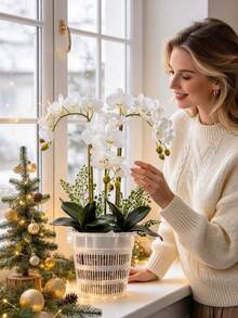 Thickened Root Control Flower Pot, Transparent Breathable Plastic Flower Pot For Phalaenopsis, Cymbidium, Dendrobium Planting Base, Breathable Pot Cover, Root Control Pot, Nutrient Bowl And Seedling Cup - A - View 8