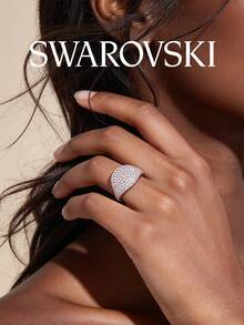 SWAROVSKI Curved Full Pave Crystal Ring, Wide Band Starry Sky Ring, Birthday Gift For Girlfriend - Silver - View 9