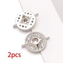 2pcs Metal Round Cubic Zirconia Connector Links 18K Gold Plated Two Loops Rhinestone Charm For DIY Bracelet Necklace Handmade Jewelry Accessories - Multicolor - View 14