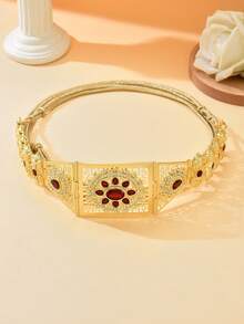 1pc Vintage Exotic Metal Belt With Multi-Segment Spliced Structure And Inlaid Design, Suitable For Festival Celebration Atmosphere - One Size - View 2