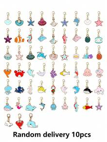 10/20/50pcs Ocean Series Alloy Oil Drop Fish Keychain Pendant DIY Necklace Earring Box Packaging Decorative Charm - Multicolor - View 8