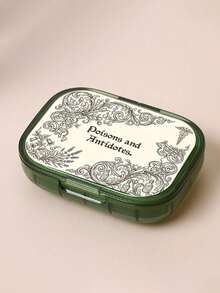 "Poisons And Antidotes" Printed Pill Box, Vintage European Style Pill Box, Portable Pill Storage, Convenient Medication Storage Box, Travel Pill Box, Dispenser Box, Portable Jewelry And Pill Box, Travel Pill Box, Large Capacity Compartments, Weekly Medication Organizer, Back To School Season, Back To School Gift, Christmas Gift, Halloween Gift - Multicolor - View 11