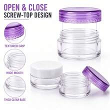 25/50pcs Transparent Mini Cosmetic Sample Jars, Rhinestone Storage, Cosmetic Transparent Sample Bottles, Beaded Rhinestone Sequin Storage Jars, Transparent Cream Jars, Portable Mini Jars, Transparent Boxes, Plastic Containers, Travel Essential Cosmetic Sample Jars, Empty Small Bottles, Storage Containers, Storage Jars With Lids, Round Empty Jars With Lids, Cosmetic Organizer, Nail Artist Essential Supplies, Portable Accessory Storage Box, Plastic Storage Jars - View 5