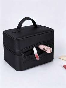 Large Capacity Makeup Bag With Adjustable Compartments, Portable Cosmetic Storage Travel Bag With Brush Slots, Waterproof Beauty Organizer Bag For Women - Multicolor - View 7