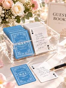 1 Set Customized Greeting Cards/Guest Book Alternative, Personalized Photo And Name Date Cards, Poker Card Guest Message Cards, Interactive Reception Event Souvenirs, Guests Write Wishes On Real Cards, Can Be Saved And Played After Wedding, Suitable For Engagement Party, Rehearsal Dinner, Wedding, Anniversary - Multicolor - View 9