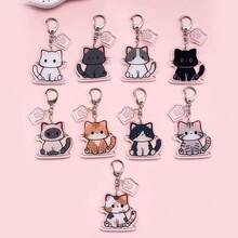 1/9pcs Cartoon Pet Cat Lover Acrylic Car Keychain Cute Backpack Pendant Fun Bag Charm Decoration Holiday Gift - White - View 15