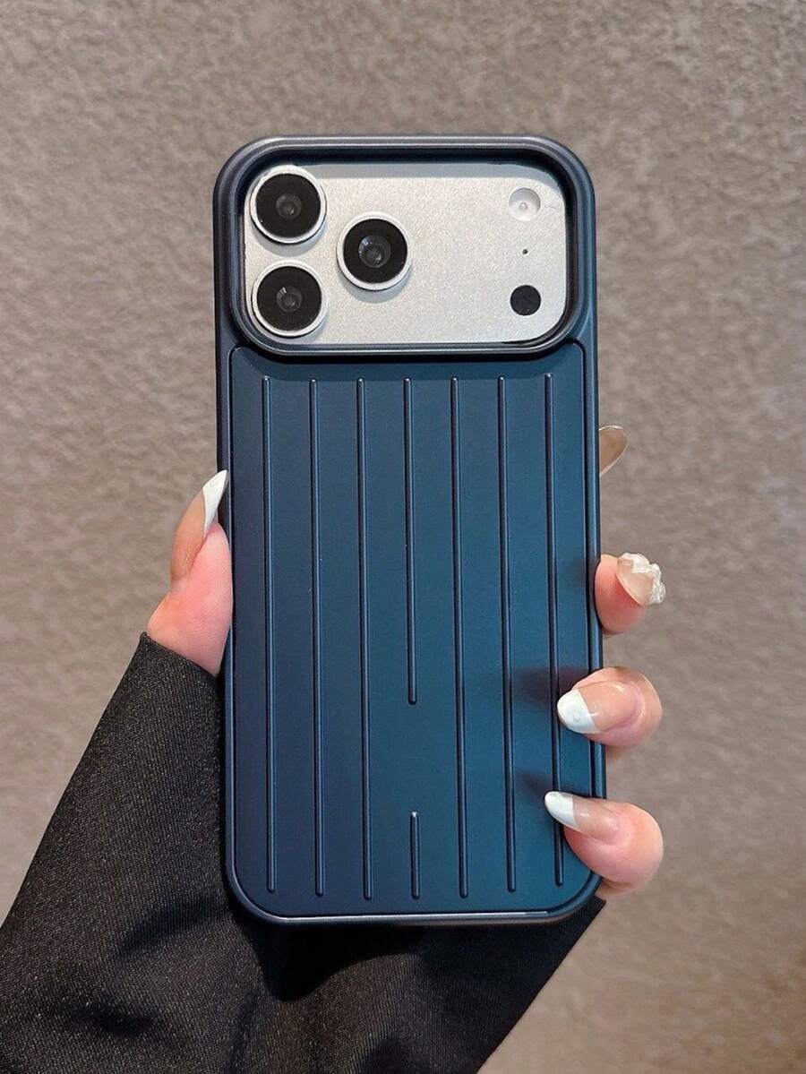 升級版防滑紋理邊框 Dimela 粉色行李箱風格手機殼,相容 Apple 17 Pro Max,霧面防摔保護,16 Pro 鏡頭全覆蓋設計,15 Pro Max 高階保護殼 - 寶藍色 - 查看 1