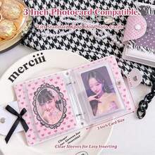 1PC Coquette Style Heart Cutout Photocard Album,Pink Polka Dot Lace & Musical Note Bow PVC 3 Inch Kpop Photocard Holder Book,Mini Idol Photo Card Storage Display Binder For Idol Photocard Collection & Display.Christmas Decrations,Halloween Deorations - A - View 6