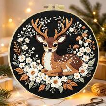 15*15cm/5.9*5.9in 20*20cm/7.9*7.9in,Forest Animals Embroidery Kit, DIY Handmade Embroidery Set For Adult Beginners, Home Gift, Women's Sewing Gift, Including User Manual, Printed Pattern Fabric, Embroidery Frame, Needle And Thread. - Forest Animals - View 16