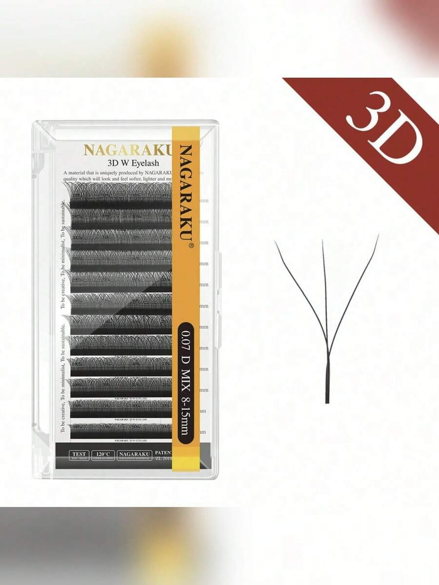 1pc NAGARAKU Automatic Bloom W-Shape 3D 8-12mm Pre-Made Eyelash Clusters, Natural Soft Light Single Lash, For Women, Single Lash Cluster, Eyelashes, False Eyelashes - Black - View 1