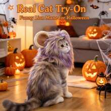 Halloween Lion Mane Hat For Cats And Dogs, Adjustable Pet Costume Hat With Lion Mane, Cute Halloween Pet Accessory For Autumn Winter, Fits Small And Medium Pets, Pet Supplies - Multicolor - View 4