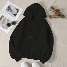 Women's Y2K Skull Print Drawstring Hoodie Pullover, With Drawstring Long Sleeve Kangaroo Pocket Design, Suitable For Autumn Fashion Streetwear - Black - View 2
